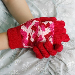 Guanti caldi invernali colorati jacquard lavorati a maglia alla moda