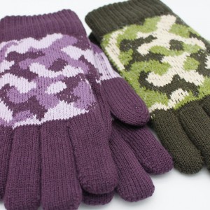 Modne dzianinowe żakardowe kolorowe zimowe ciepłe rękawiczki