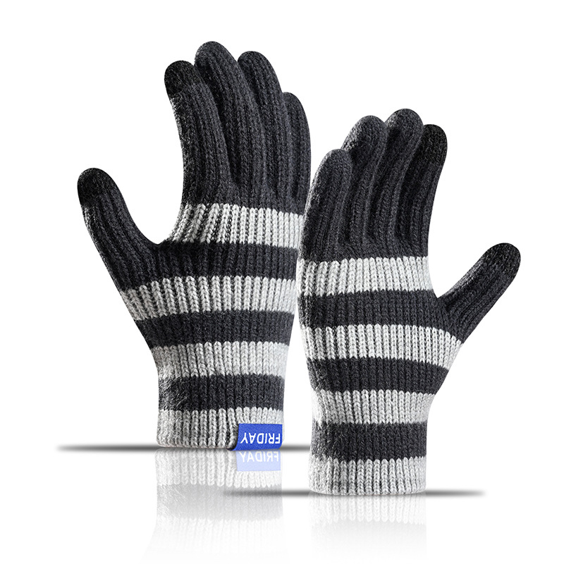 Wysokiej jakości rękawice z pięcioma palcami Termiczne rękawiczki męskie w paski