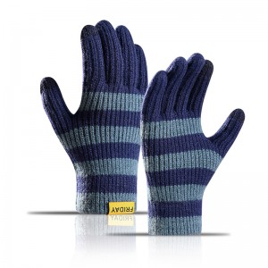 Augstas kvalitātes Five Finger Gloves Thermal Outdoor Stripe Gloves Vīriešu