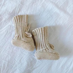 Sapatos de crochê para primeiros caminhantes de inverno quente de malha