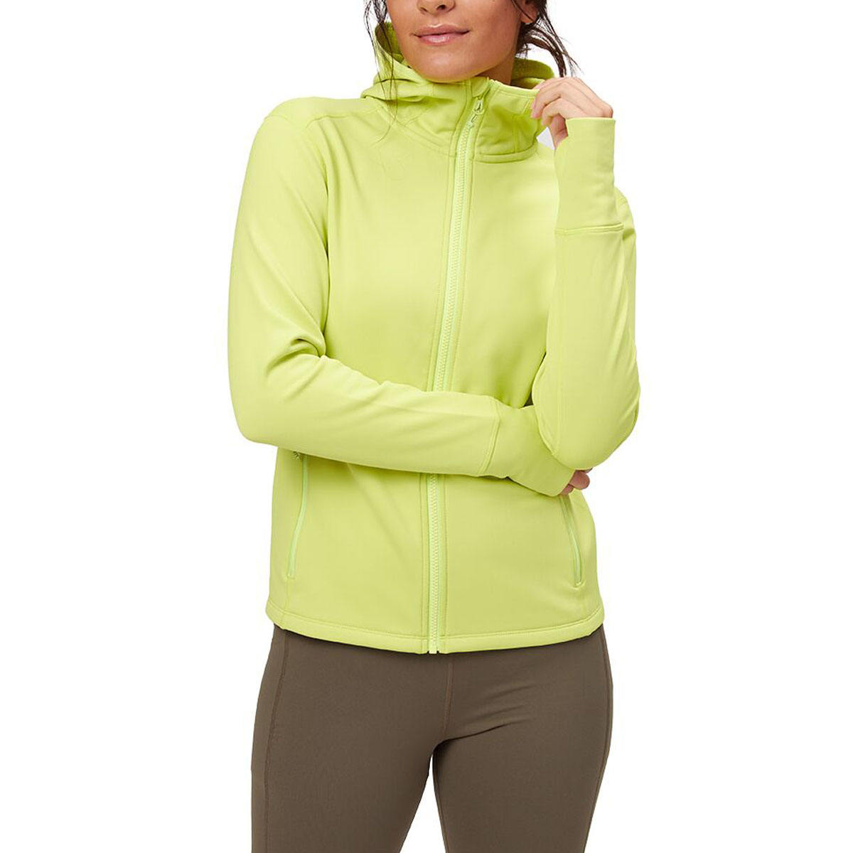 信頼性の高い女性用フリースジャケット、固定フード付き、通気性のあるソフトシェルスポーツジャケット
