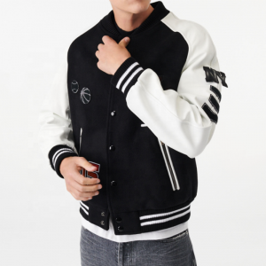 Soft Knitted Fitted Embroidery Patchwork Streetwear Jacket baseball