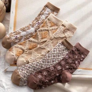 Fashion Famale Cute Flowers Dress Socks