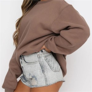 100% памук улична одећа превелика браон џемпер џемпер са рељефним дуксевима