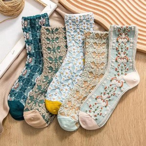 Módní Famale roztomilé květinové šaty ponožky