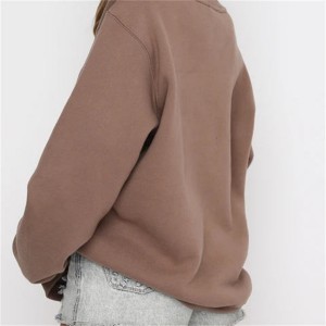 100% cotton streetwear oversized Brown jumper sweater crewneck embossed couple hoodies