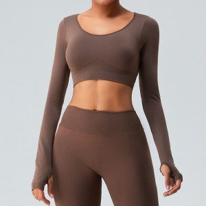Quick-dry seamless long-sleeved yoga top women