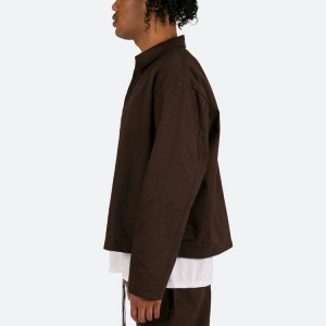 Jaqueta de treball de cotó de sarga d'ajustament relaxat per a home amb logotip personalitzat OEM