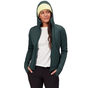 Chaqueta polar fiable para mujer con capucha fija, chaqueta deportiva transpirable de concha suave