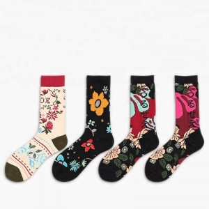 Naisten sukat Mukautetut värilliset kukkasukat