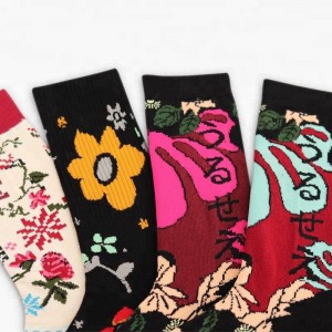 Moteriškos kojinės pagal užsakymą spalvotos gėlių kojinės
