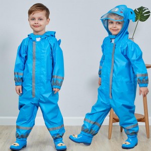 Hooded Kids Raincoat High Visibility Reflective Rainsuit