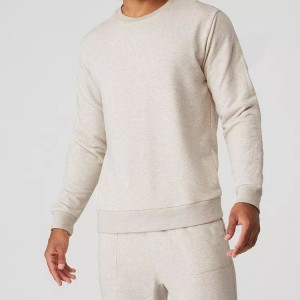 Egendefinert logo pustende genser for menn 100% bomull Slim Fit genser med rund hals