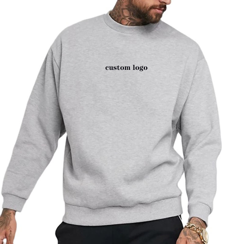 Custom plain cotton crewneck logo sweatshirt hoodie for men