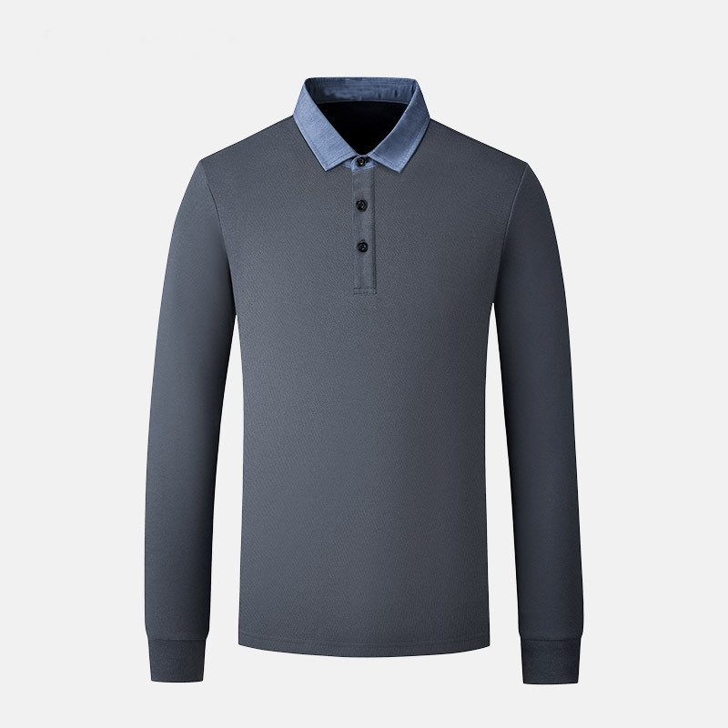 polo shirt long sleeve bag-ong modelo nga adunay solid color long sleeve shirt casual business men