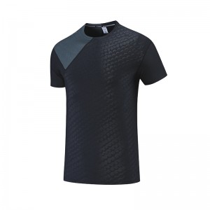 Men’s casual round neck polyester shirts pattern running workout breathable sport T Shirts