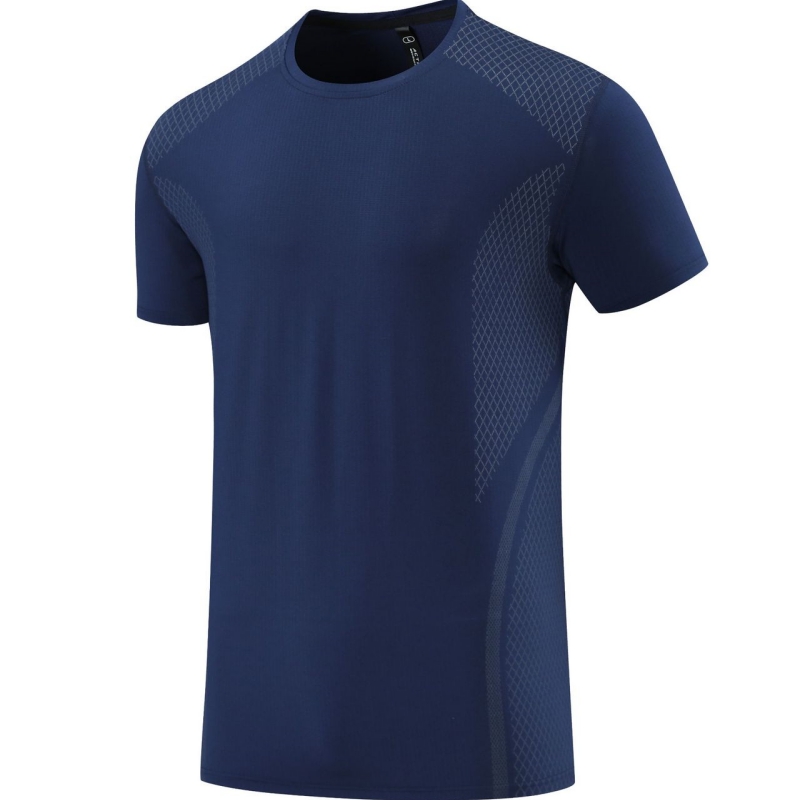เสื้อยืดกีฬา Dry-fit แบบโลโก้ที่กำหนดเองของผู้ชายพร้อมเสื้อยืดดีไซน์คอ O