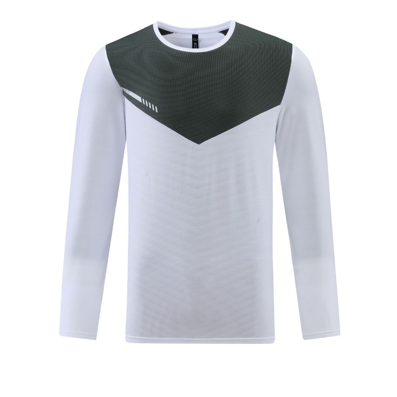 Camiseta esportiva com gola redonda e bloqueio simples de manga comprida com design de camisa de críquete