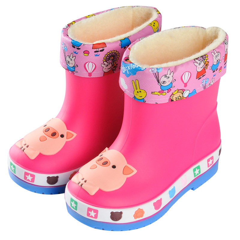 Botas de chuvia para nenos de porco bonito de debuxos animados Botas de chuvia para nenos impermeables e antideslizantes