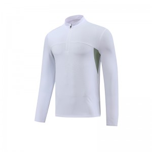 Mens Busana Shirts saparapat seleting Long Sleeve elastis komprési Lalaki Breathable Olahraga Kaos