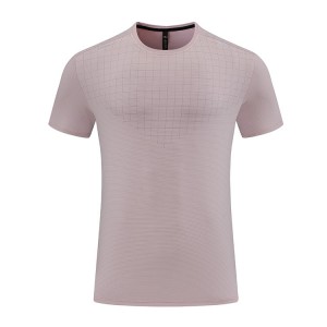 Camiseta curta para home, conxunto de ximnasia de secado rápido, roupa deportiva de adestramento para correr, sudadera de colo redondo