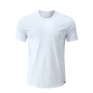 Quick Dry Crewneck Khiav Qoj T-Shirt Workout Athletic Gym Sport T Shirt Rau Txiv neej