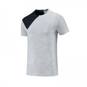 Mannen casual rûne hals polyester shirts patroan running workout ademend sport T-shirts