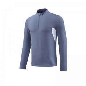Mens Clothing Shirt Quarter Zipper Long Sleeve Elastic Compression Men Breathable Sport Shirts