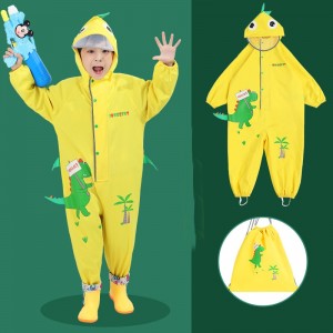 Children’s raincoat one-piece cartoon dinosaur rain gear Kindergarten baby raincoat