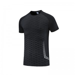 Μοτίβο εκτύπωσης υψηλής ελαστικότητας Αθλητικό μπλουζάκι με λαιμόκοψη Προσαρμοσμένο μπλουζάκι