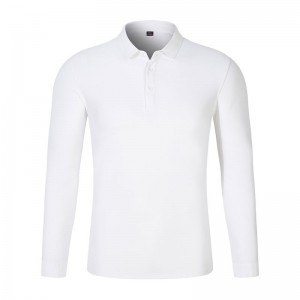 T-shirt POLO ho an'ny lehilahy Long Sleeved Color Solid Business Work Collar t-shirts