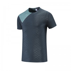 Casual herenoverhemden van polyester met ronde hals, patroon, hardlooptraining, ademende sport-T-shirts