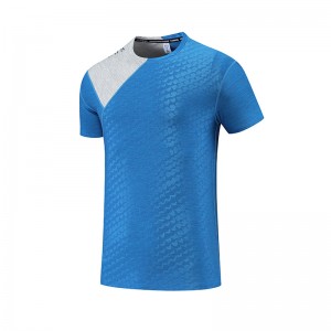 Kaswal sa mga lalaki nga round neck polyester shirts pattern running workout breathable sport T Shirts