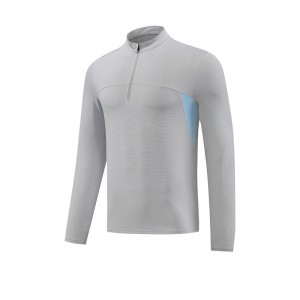 Эрэгтэй хувцас цамц Улирлын цахилгаан товч урт ханцуйтай уян хатан шахалттай эрэгтэй амьсгалдаг спорт цамц