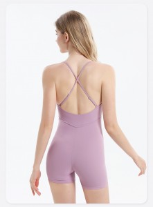 Anpassad träningsbyxa för kvinnor Quick Dry One Piece Yoga Gym Scrunch Butt Shorts Bodysuit Jumpsuit