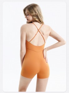 Gepasmaakte Vroue-oefenromper Quick Dry One Piece Joga Gym Scrunch Butt Shorts Bodysuit Jumpsuit