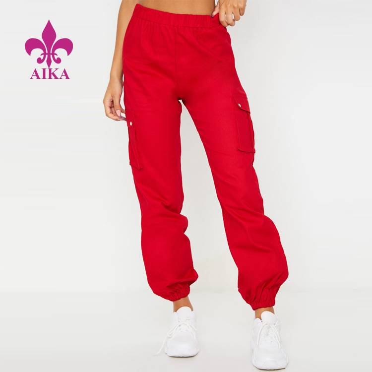100% Original Wholesale Sportswear - Custom Gym Fitness Wear Lightweight Ladies Elastic Waist Poleyster Women Cargon Jogger Sweat Pants – AIKA