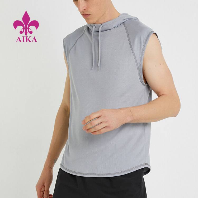 Factory supplied Sport Pants - Lightweight Quick Dry 100 Polyester Custom Sleeveless Hooded Mens Gym Tank Top – AIKA