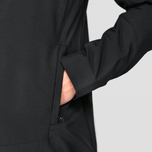 OEM Wholesale Custom 100% Polyester Outdoor Hiking Running Wear Zip Up Pocket Black Men Windbreaker Jackets