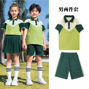 School Uniform Custom logo New Summer Kids Sets Outfit Two Piece Suit
