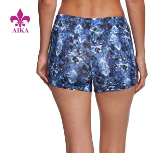 OEM Custom High Waist Four Way Stretch Polyester Yoga Fitness Shorts With sublimation Printing