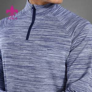 Wholesale Performance Sports Long Sleeve 1/4 Zipper Polyester Gym T Shirts For Man