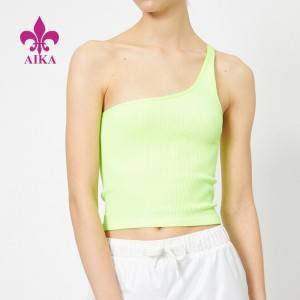 Popular Design for Ladies Yoga Tank Top- 2021 Fashion Summer Tops Clothing Polyester One Shoulder Ribbed Tank Top For Women – AIKA