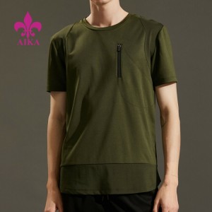 Top Sell 2021 Summer Tops Lightweigth Short Sleeve Zipper Pocket Men Crew Neck T Shirt