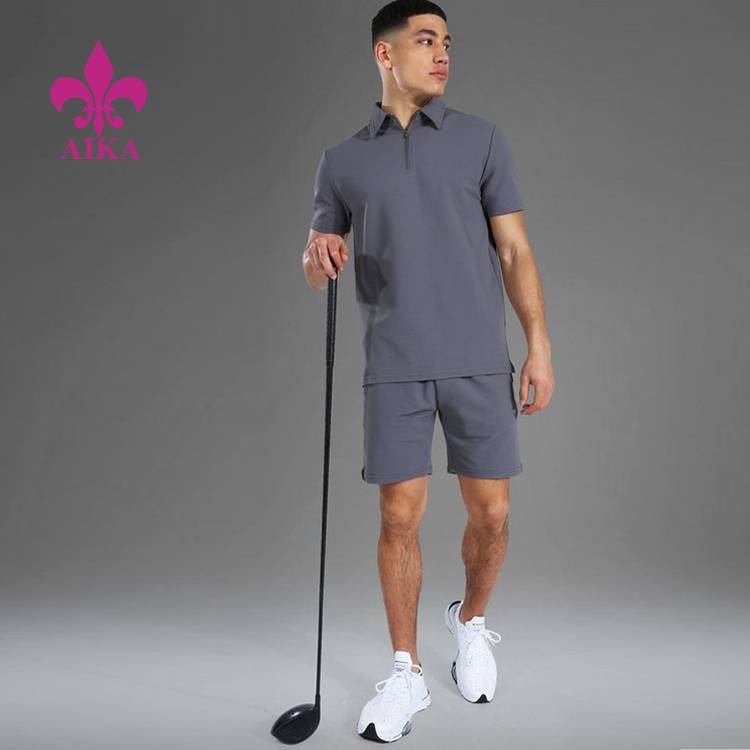 Manufacturer of Cotton Tracksuit Pants Manufacturers - New Design High Quality Sweat Suit Anti-pilling Polyester Active Ribbed Polo Top Short Set For Men – AIKA