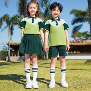 School Uniform Custom logo New Summer Kids Sets Outfit Two Piece Suit