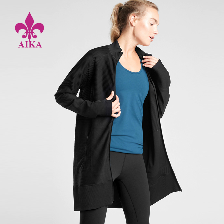 Hot New Products Yoga Sets Women - Latest Custom Sports Clothing Thumbholes Slim Fit Warm Full Zip Jacket for Women – AIKA