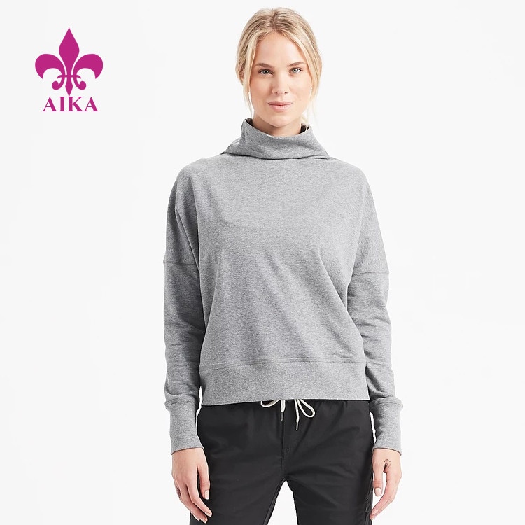 Factory Price Yoga Pants Supplier - Women Sports Wear Stylish Stretchy Fleece Mock Neck Gym Workout Hoodie Sweatshirt – AIKA