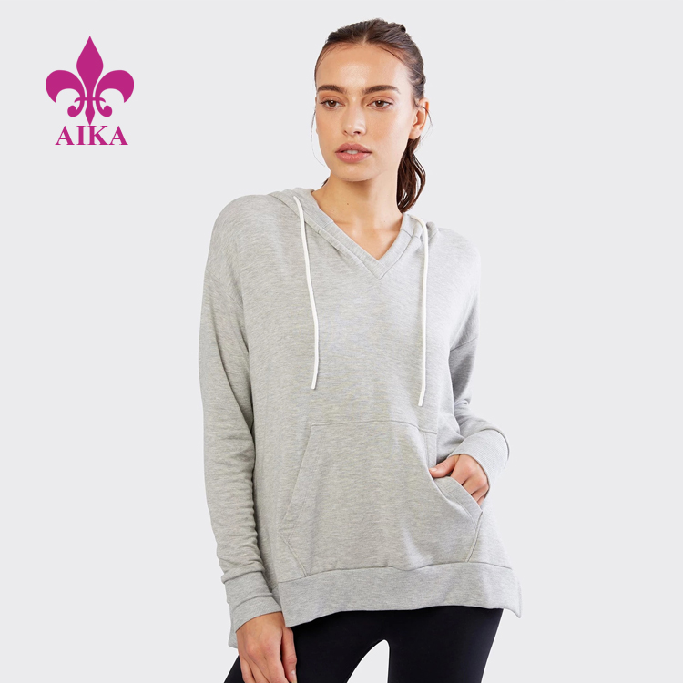 Cheap PriceList for Suit Pants Women - Women Sports Wear Relaxed Fit Super Soft Fleece Side Slit Maddie Hoodie Pullover – AIKA